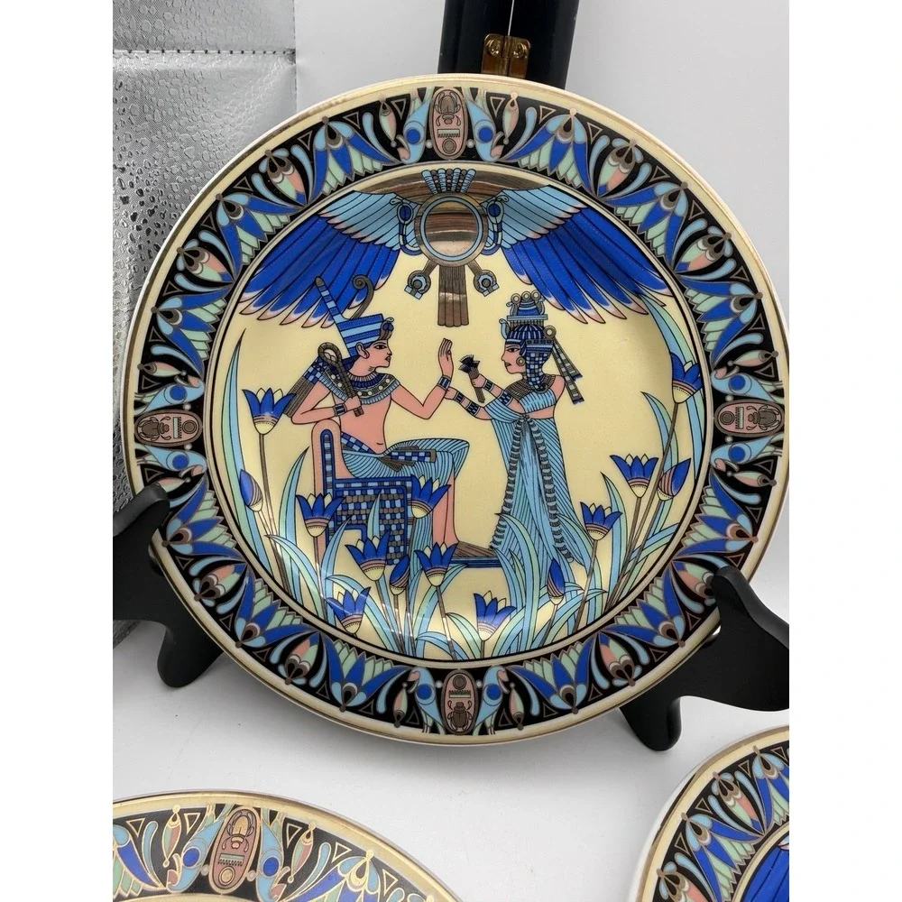 Set of 3 Limoges Egyptian Revival Decorative Plates 7.5